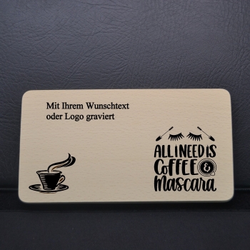 Breakfast board with the slogan "All I need is Coffee"